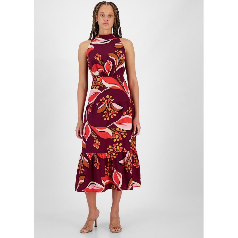 Sam Edelman Womens Royal Large Floral Maxi Dress Size 8 Wine Multi Polyester